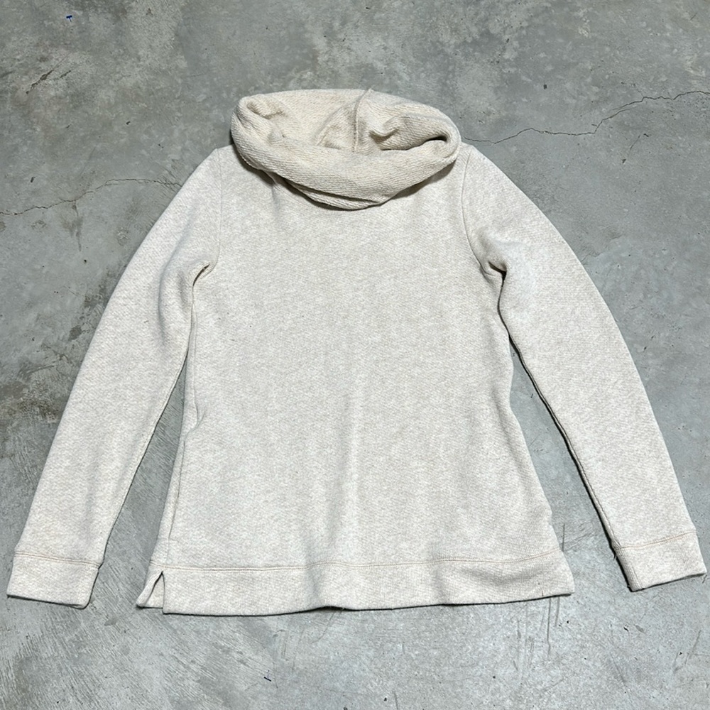 J. Crew Cream Cowl Neck Funnel Neck Sweater Side Pockets Size M /‎ Pp-31